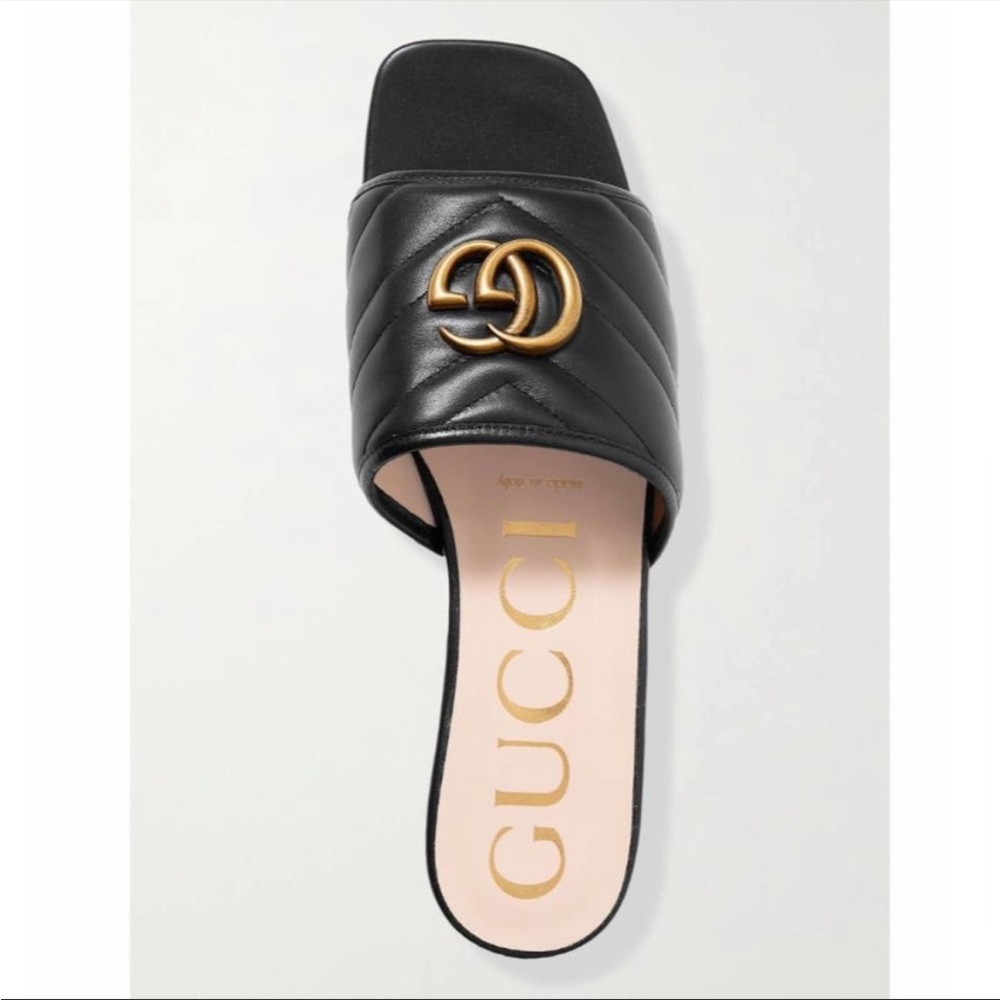 GUCCI Marmont GG logo quilted leather slides sandals - Picture 5 of 5